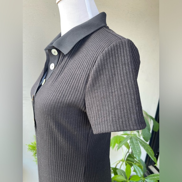 ☘️ H&M Midi Polo Shirt Ribbed Knit Dress with Short sleeves and Side Slit i… - Picture 10 of 15